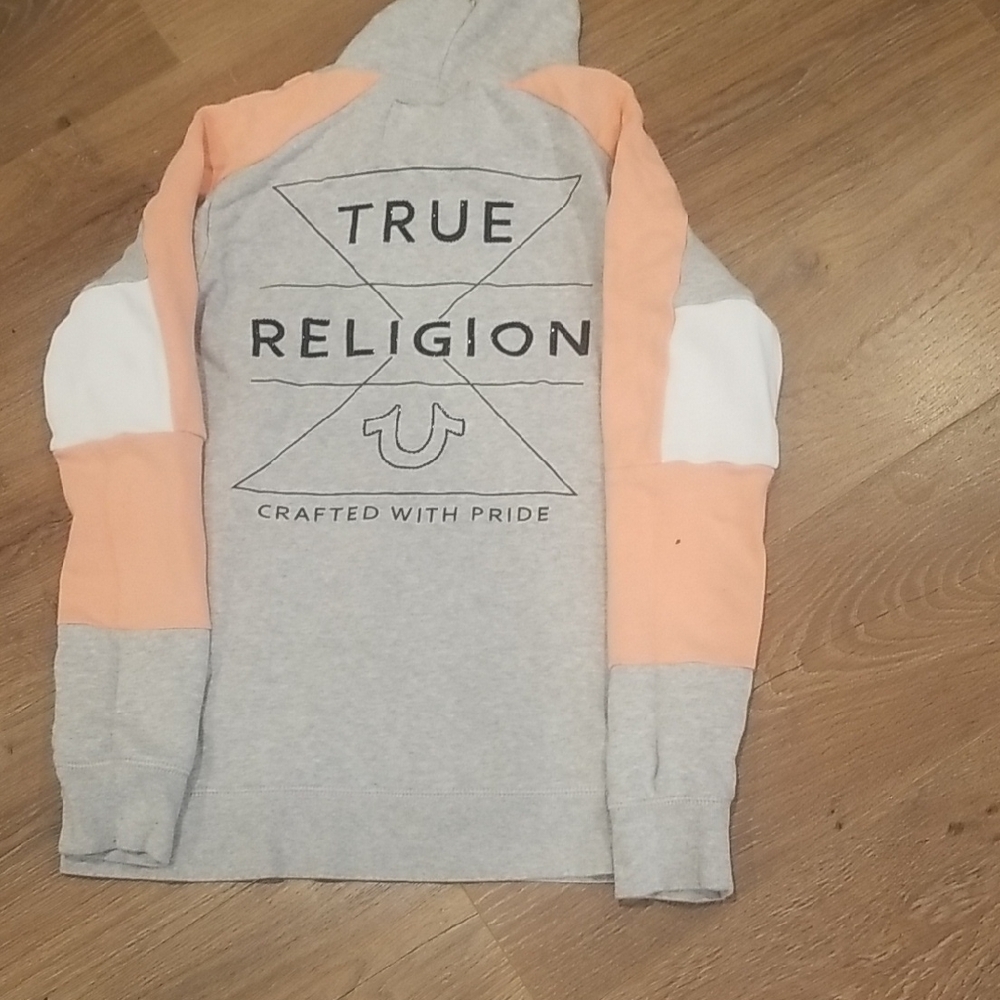 True Religion Gray and Peach Hoodie